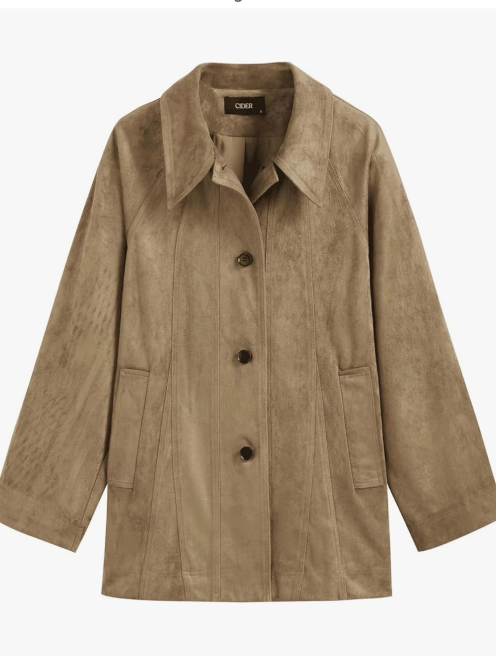 Tan Suede Button-Front Jacket - Picture 7 of 9